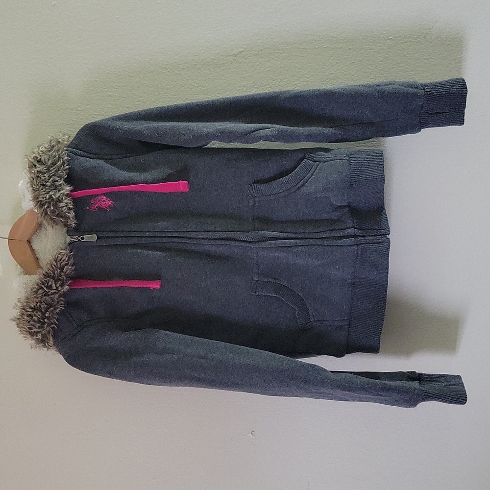 U.S. Polo Assn. Girls Zip-Up Sherpa Lined Fleece Hoodie